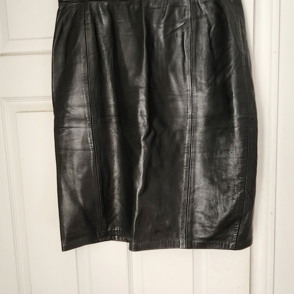 Vintage 80s high waist leather midi skirt - Picture 2 of 7